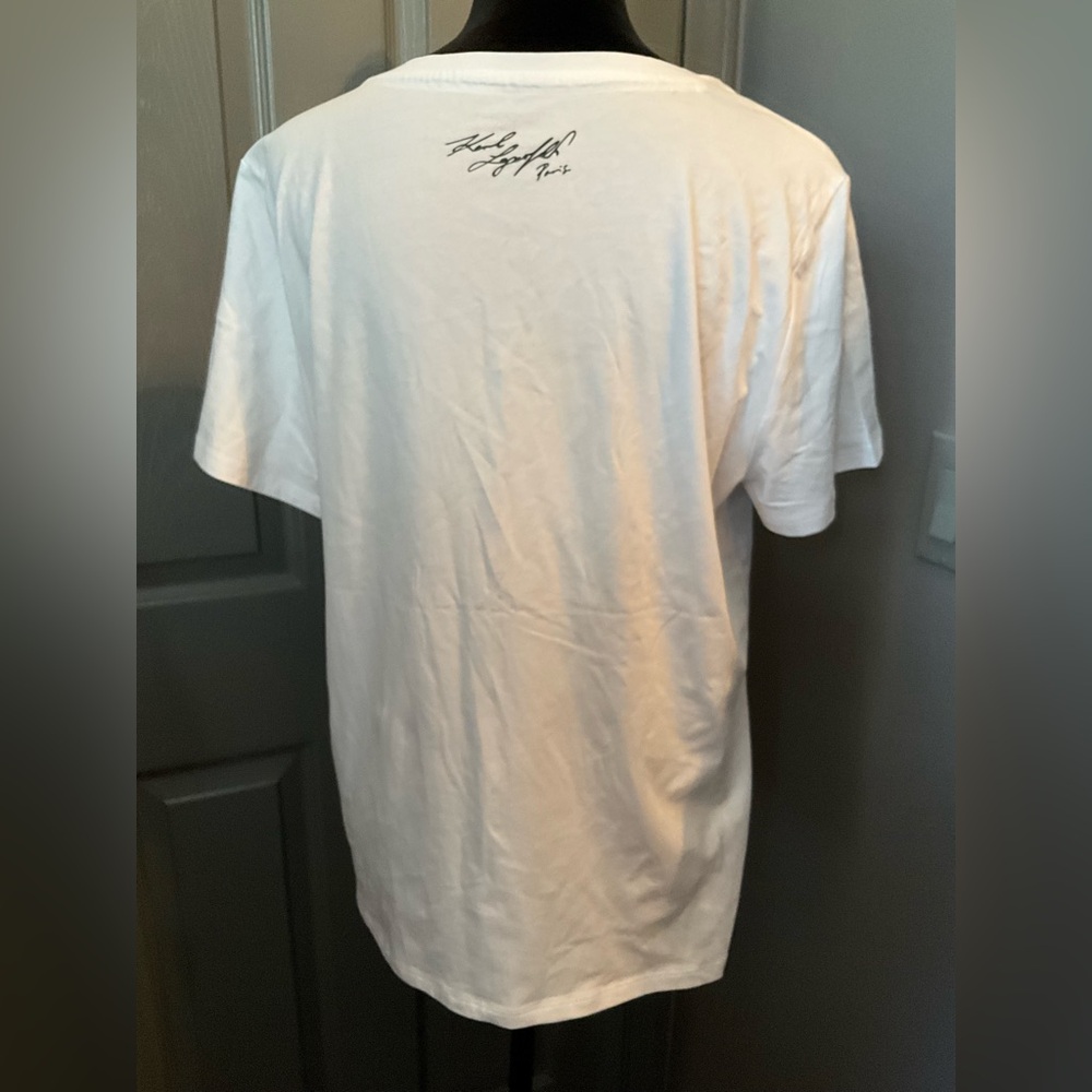Karl Lagerfeld large white tshirt with man sewn on front - Picture 3 of 8